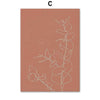 Boho Minimalist Terracotta & Beige Botanical Line Art Canvas Print