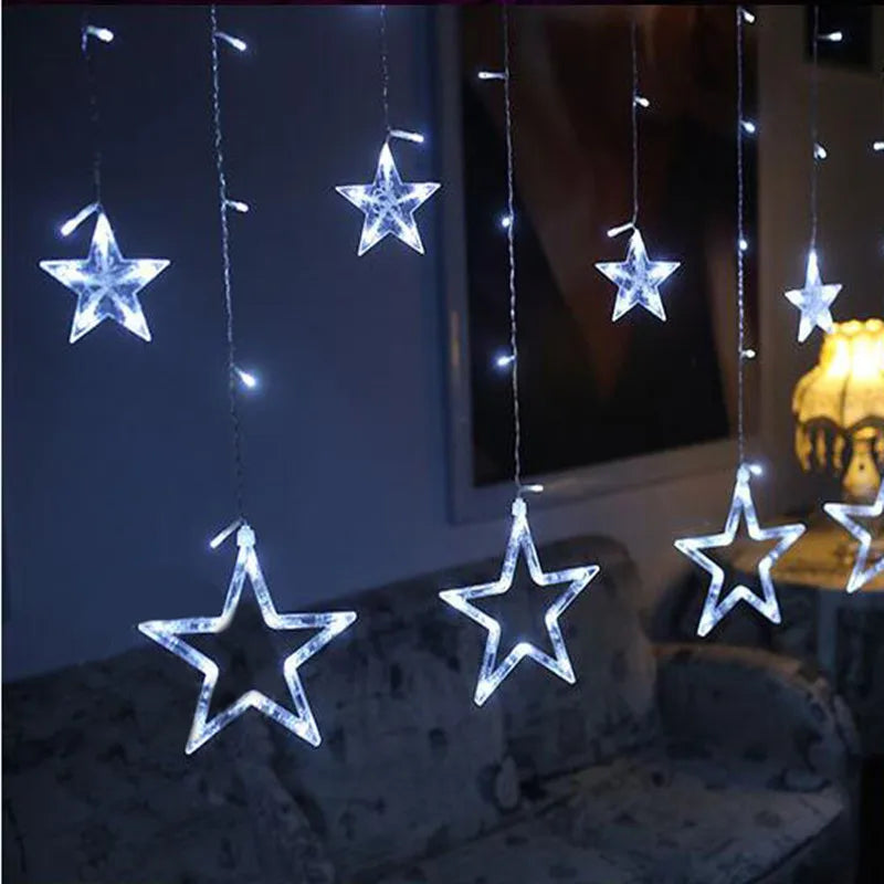 LED Star Garland String Lights – 2.5M, 138 LEDs, 8 Modes