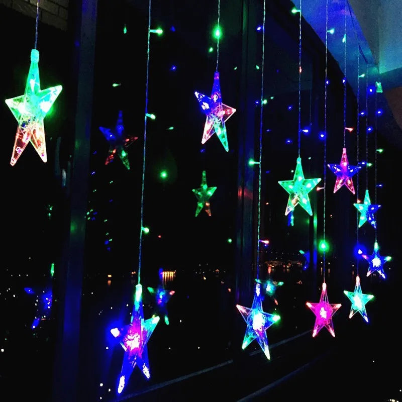 LED Star Garland String Lights – 2.5M, 138 LEDs, 8 Modes