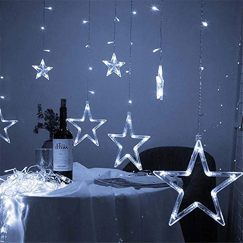 LED Star Garland String Lights – 2.5M, 138 LEDs, 8 Modes
