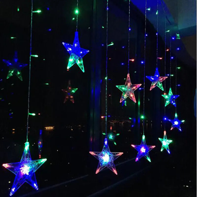 LED Star Garland String Lights – 2.5M, 138 LEDs, 8 Modes