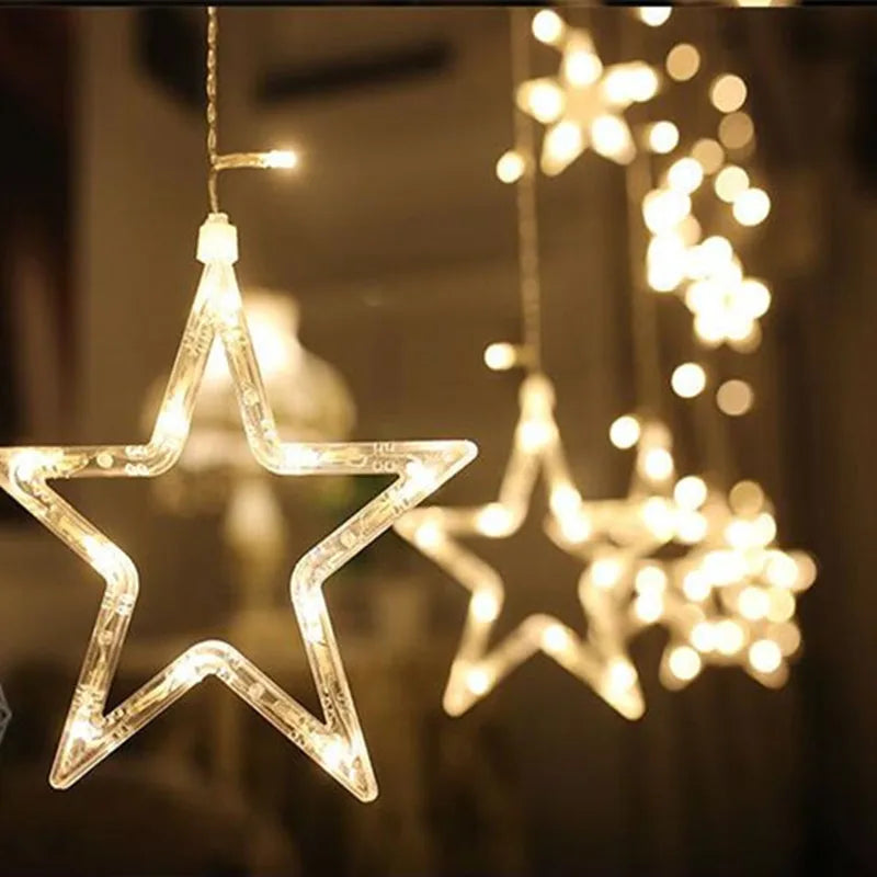 LED Star Garland String Lights – 2.5M, 138 LEDs, 8 Modes