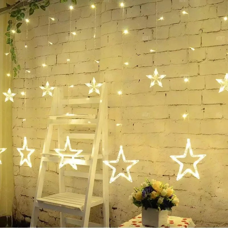 LED Star Garland String Lights – 2.5M, 138 LEDs, 8 Modes