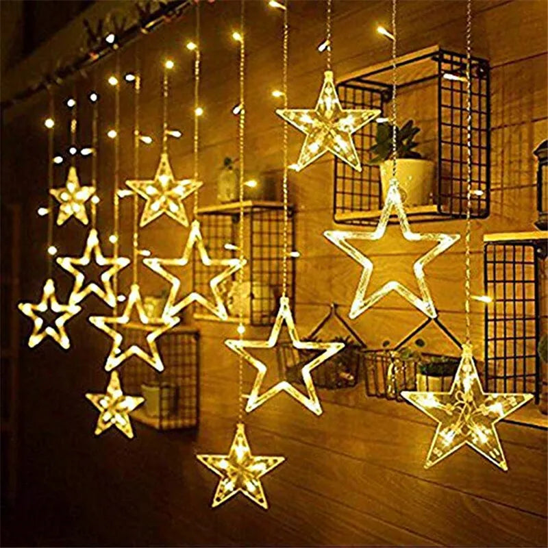 LED Star Garland String Lights – 2.5M, 138 LEDs, 8 Modes