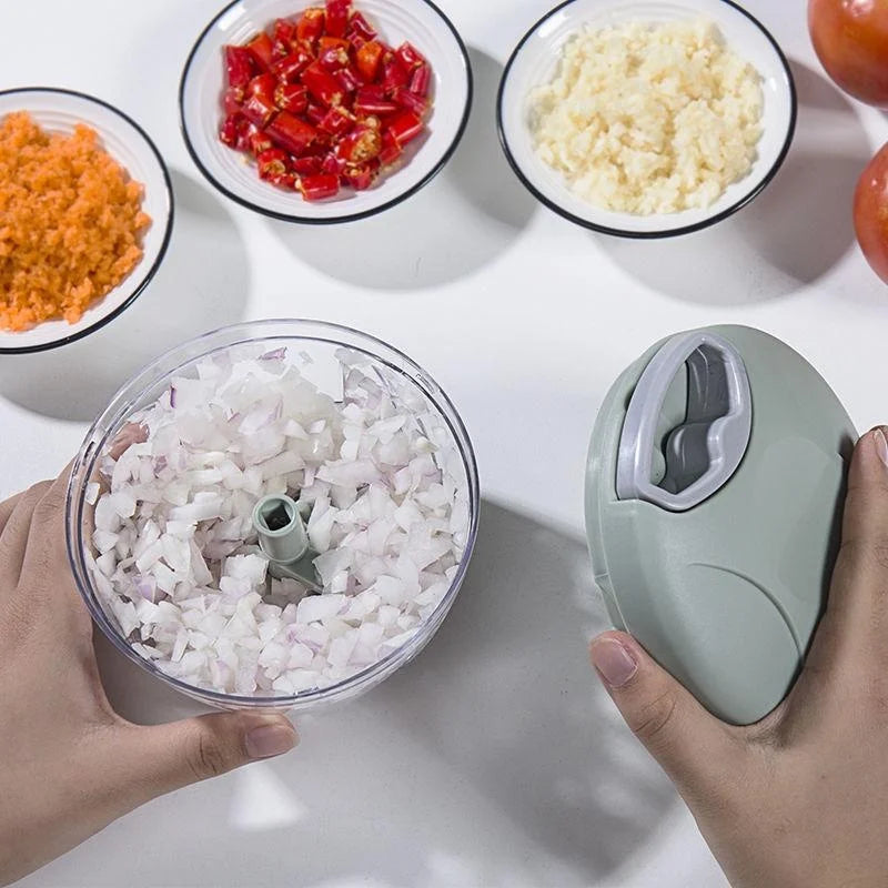 Manual Garlic Chopper & Meat Mincer – Rotating Press Crusher, 500ml or 900ml