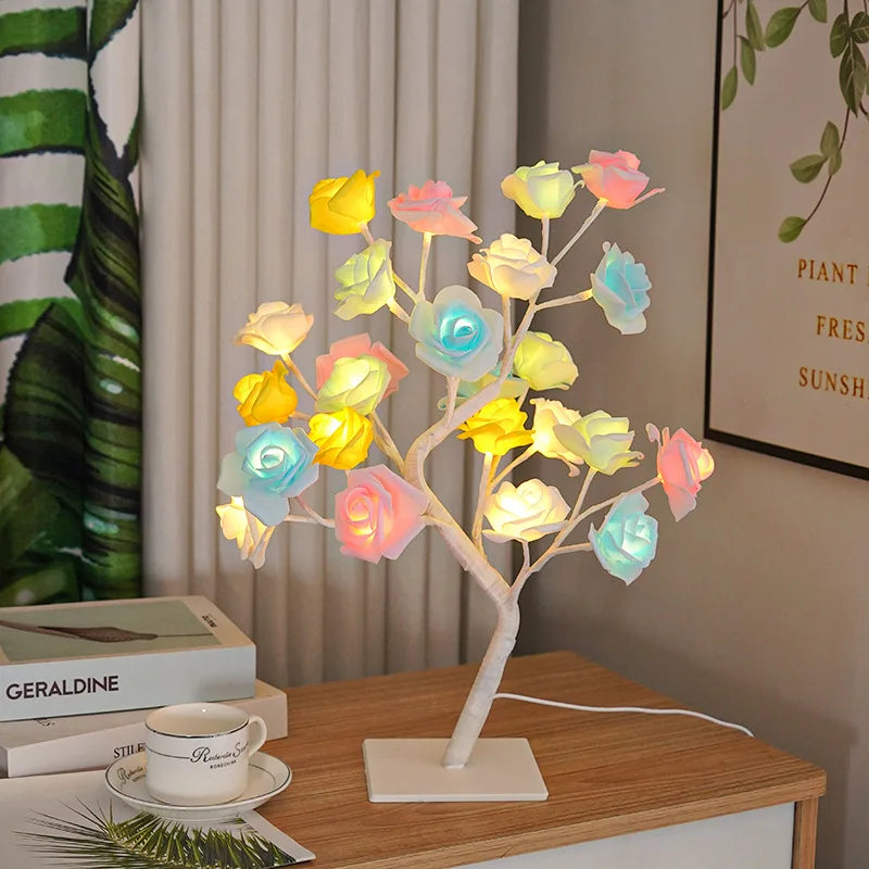 LED Rose Tree Table Lamp – USB & Battery Powered Night Light