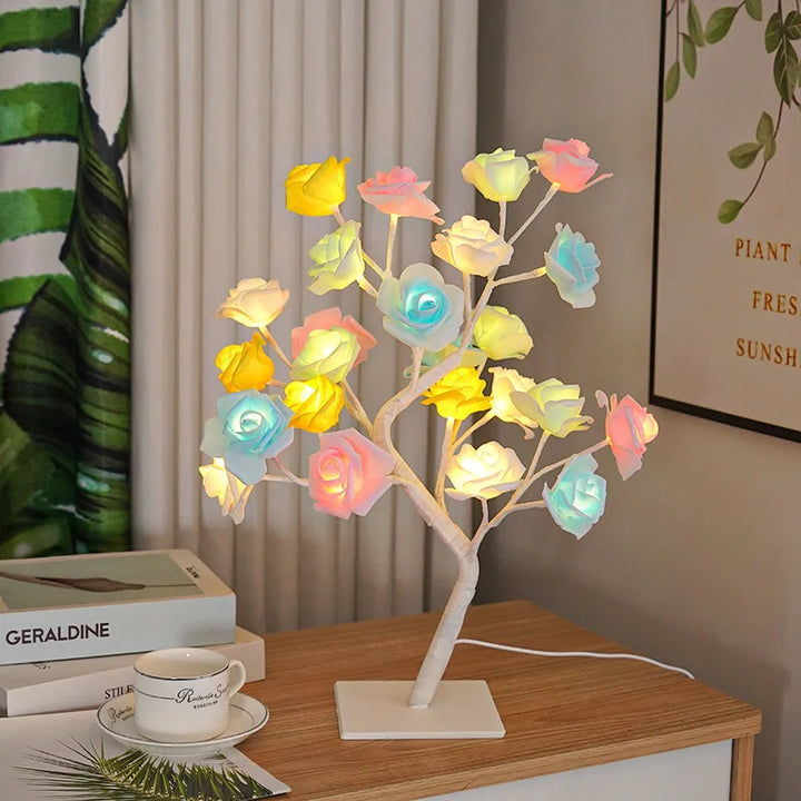 LED Rose Tree Table Lamp – USB & Battery Powered Night Light