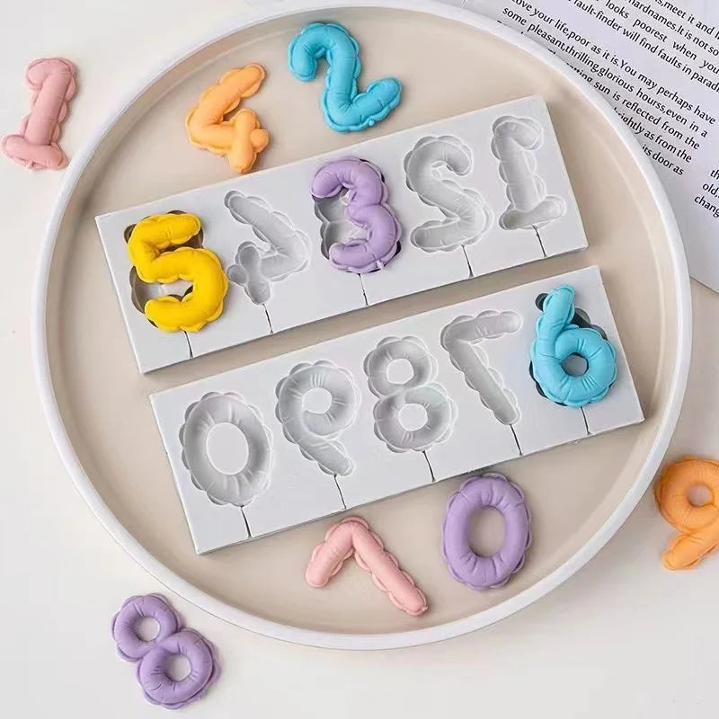 1PCS/2PCS DIY Number Fondant Cake Decorating Silicone Mould Lollipop Chocolate Baking Tool Resin Clay Handmade Gift Making Mold
