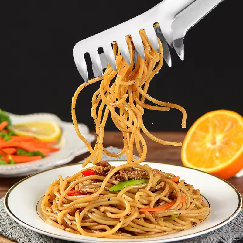 Stainless Steel Spaghetti & Noodle Tongs – 9 Inch Kitchen Serving Clip
