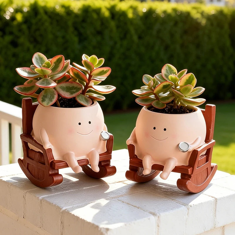 Ghost in Rocking Chair Resin Succulent Planter – Cute Desktop Pot