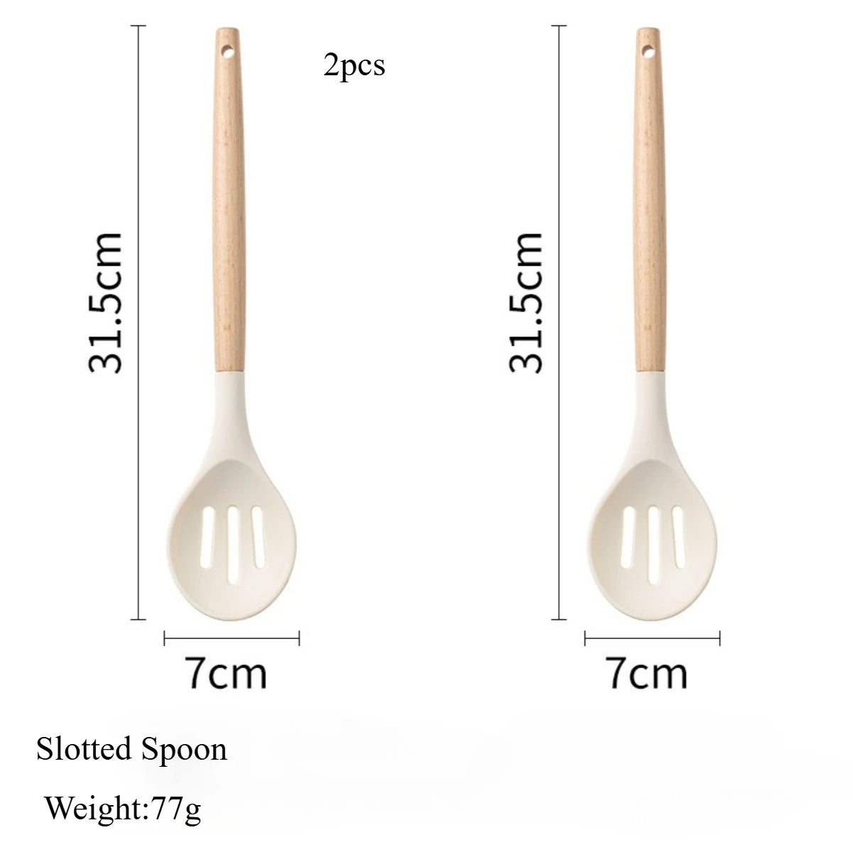White Silicone & Wooden Handle Kitchen Utensils Set – 2 or 12 Pcs
