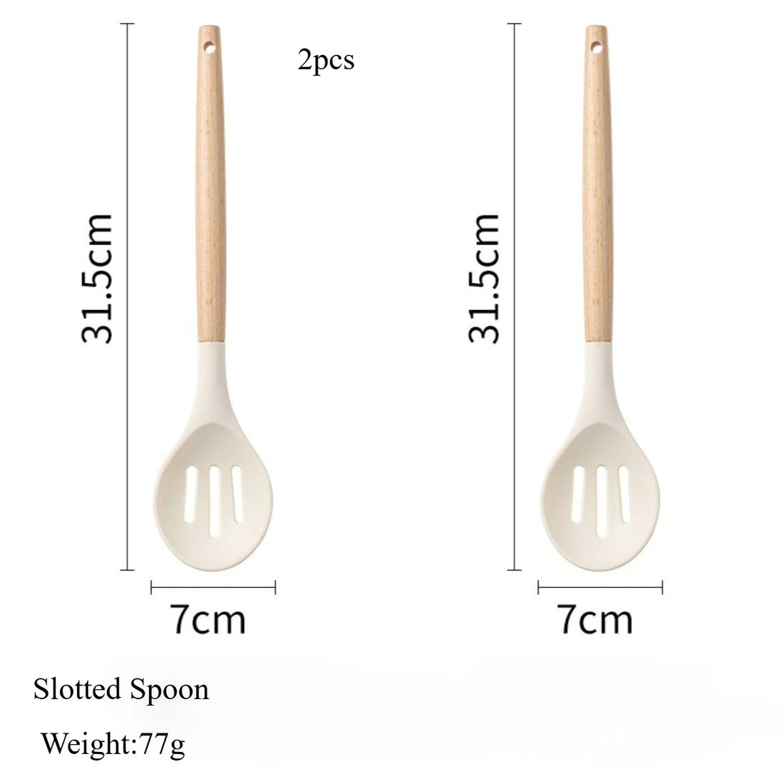 White Silicone & Wooden Handle Kitchen Utensils Set – 2 or 12 Pcs