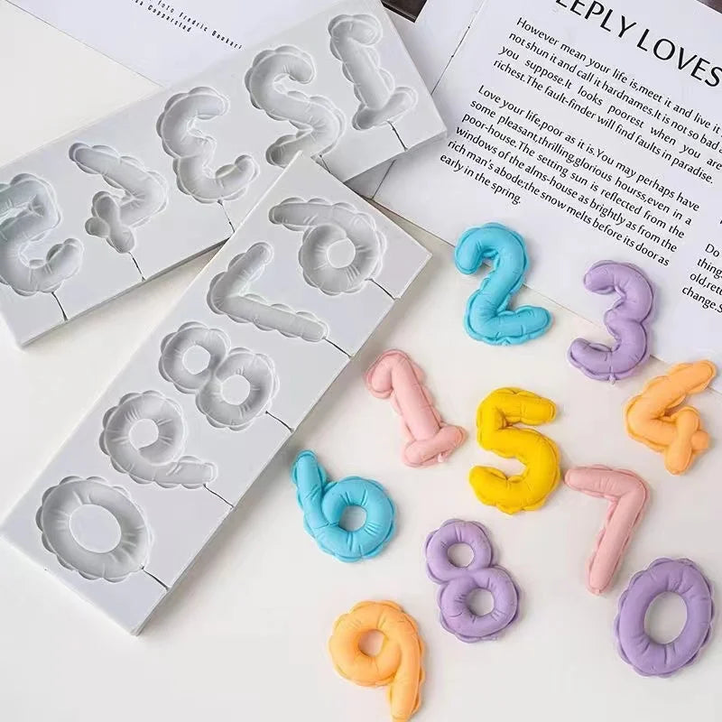 1PCS/2PCS DIY Number Fondant Cake Decorating Silicone Mould Lollipop Chocolate Baking Tool Resin Clay Handmade Gift Making Mold