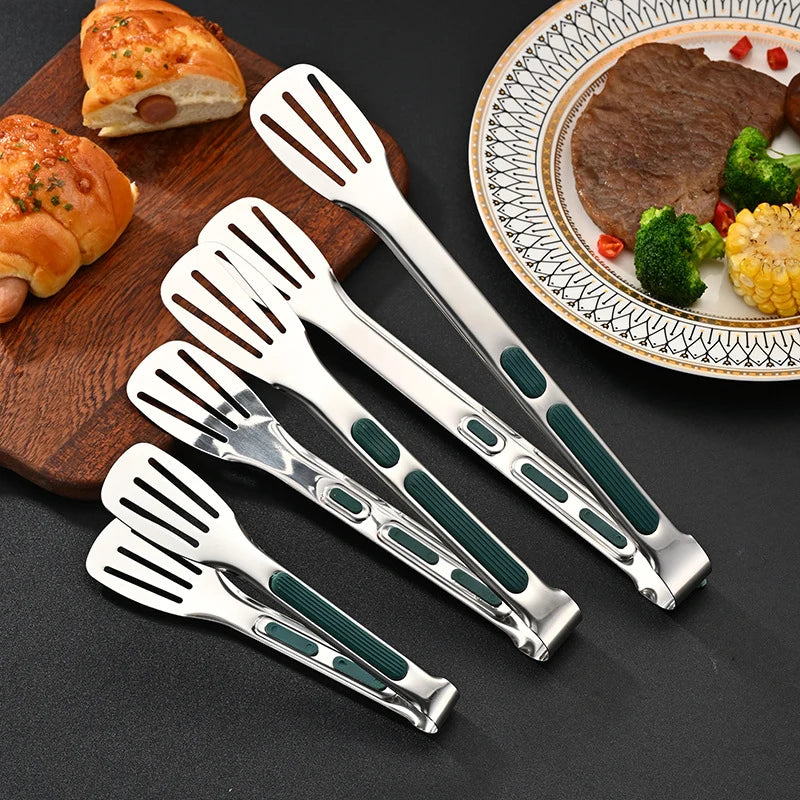 Stainless Steel Non-Slip Food Tongs – Serving Clip for BBQ, Salad & Buffet
