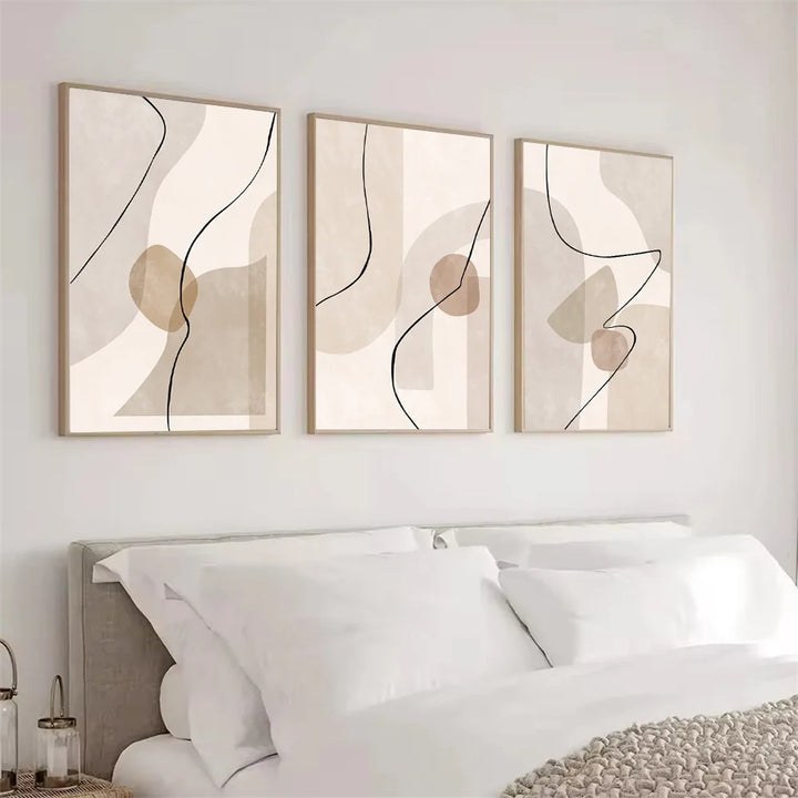 Abstract Boho Geometry Line Canvas Prints – Set of 3