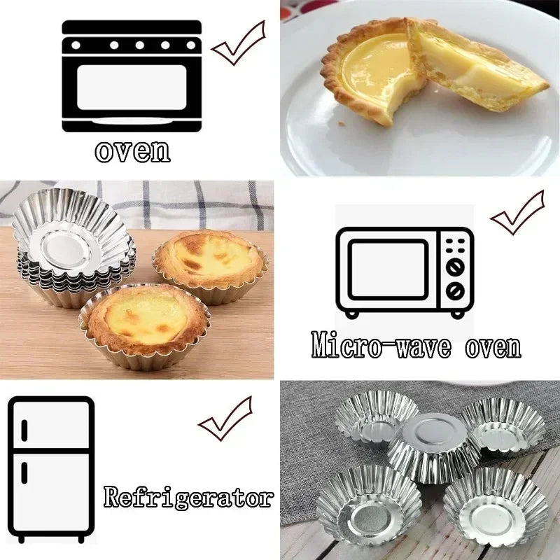 Aluminum 7cm Egg Tart Molds Stainless Steel Cupcake Mold Thickened Reusable Cake Cookie Mold Tin Kitchen Baking Tool cake mold