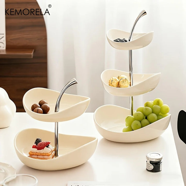 Ceramic 2 or 3-Tier Fruit & Dessert Platter – Elegant Home & Salon Display Stand