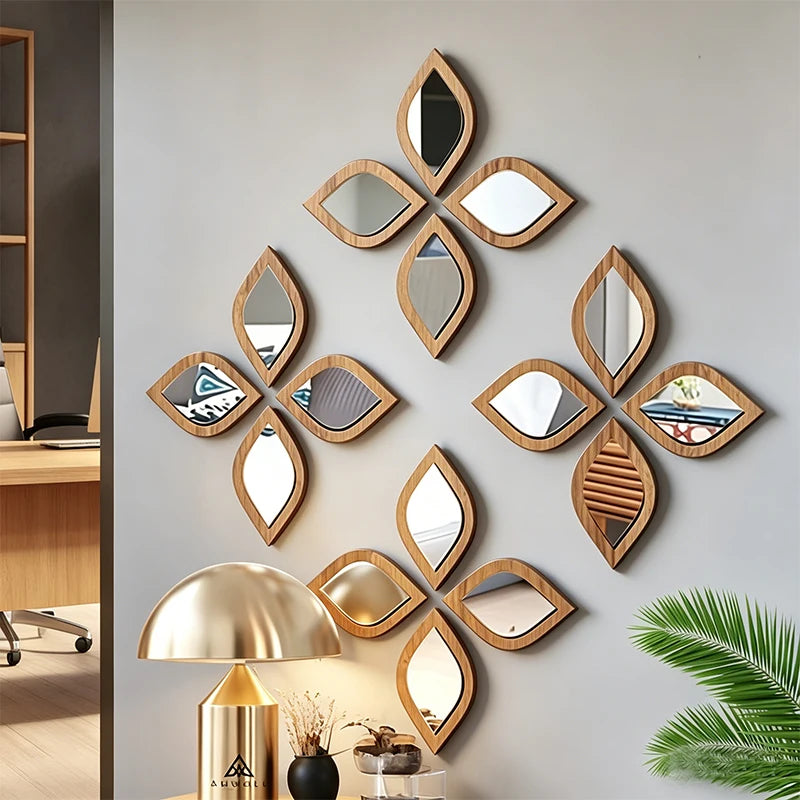 Boho Teardrop Acrylic Mirror Set – 4 Pieces Wall Decor