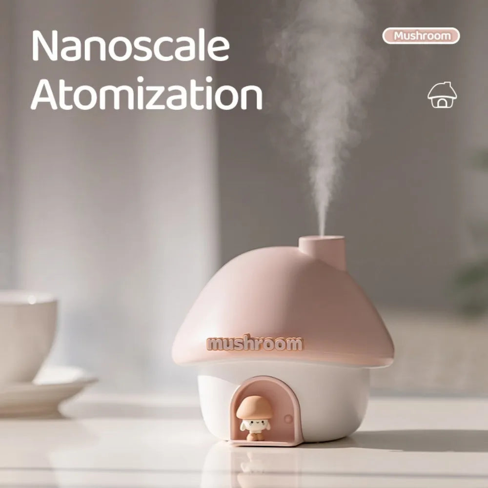 Mushroom House Humidifier – 300ml Aroma Diffuser with Color Light