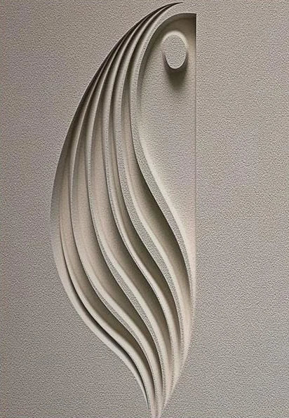 Abstract 3D Relief Beige Geometric Canvas Print – Wabi-Sabi Style