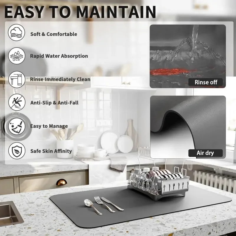 Mandala Print Diatomite Kitchen Drain Mat – Anti-Slip, Absorbent Countertop Pad