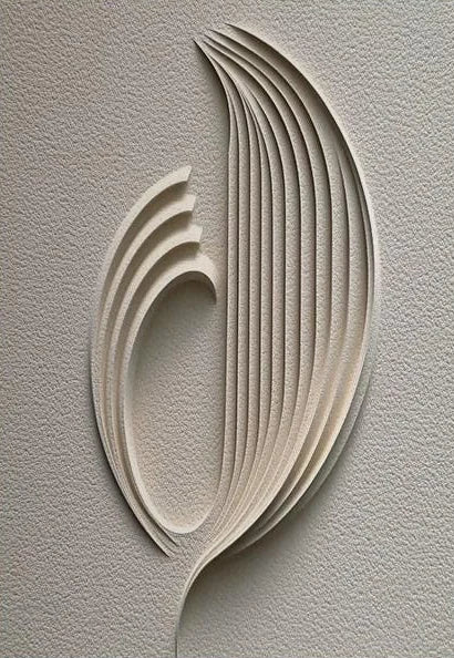 Abstract 3D Relief Beige Geometric Canvas Print – Wabi-Sabi Style