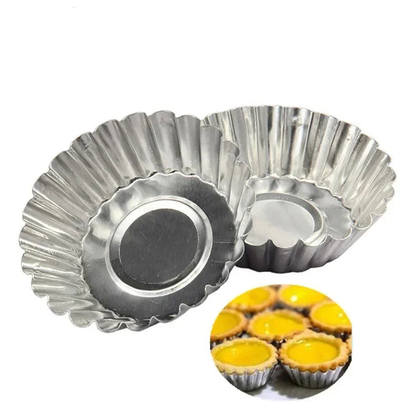 Aluminum 7cm Egg Tart Molds Stainless Steel Cupcake Mold Thickened Reusable Cake Cookie Mold Tin Kitchen Baking Tool cake mold