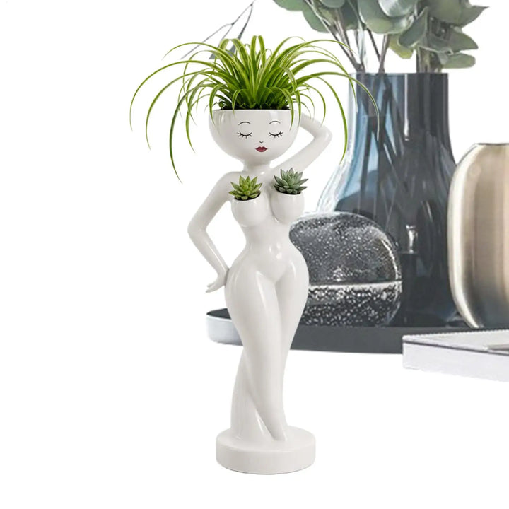 Funny Cactus Pot Female Body Planter Resin Mini Succulents Holder for Desktop Garden Home Office Living Room Windowsill Decor