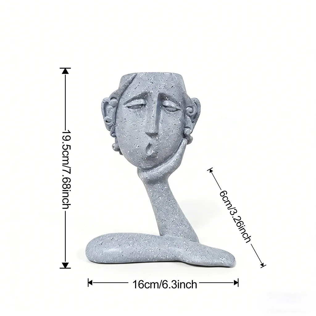 Pensive Girl Face Resin Planter – Aesthetic Sculpture Flower Pot