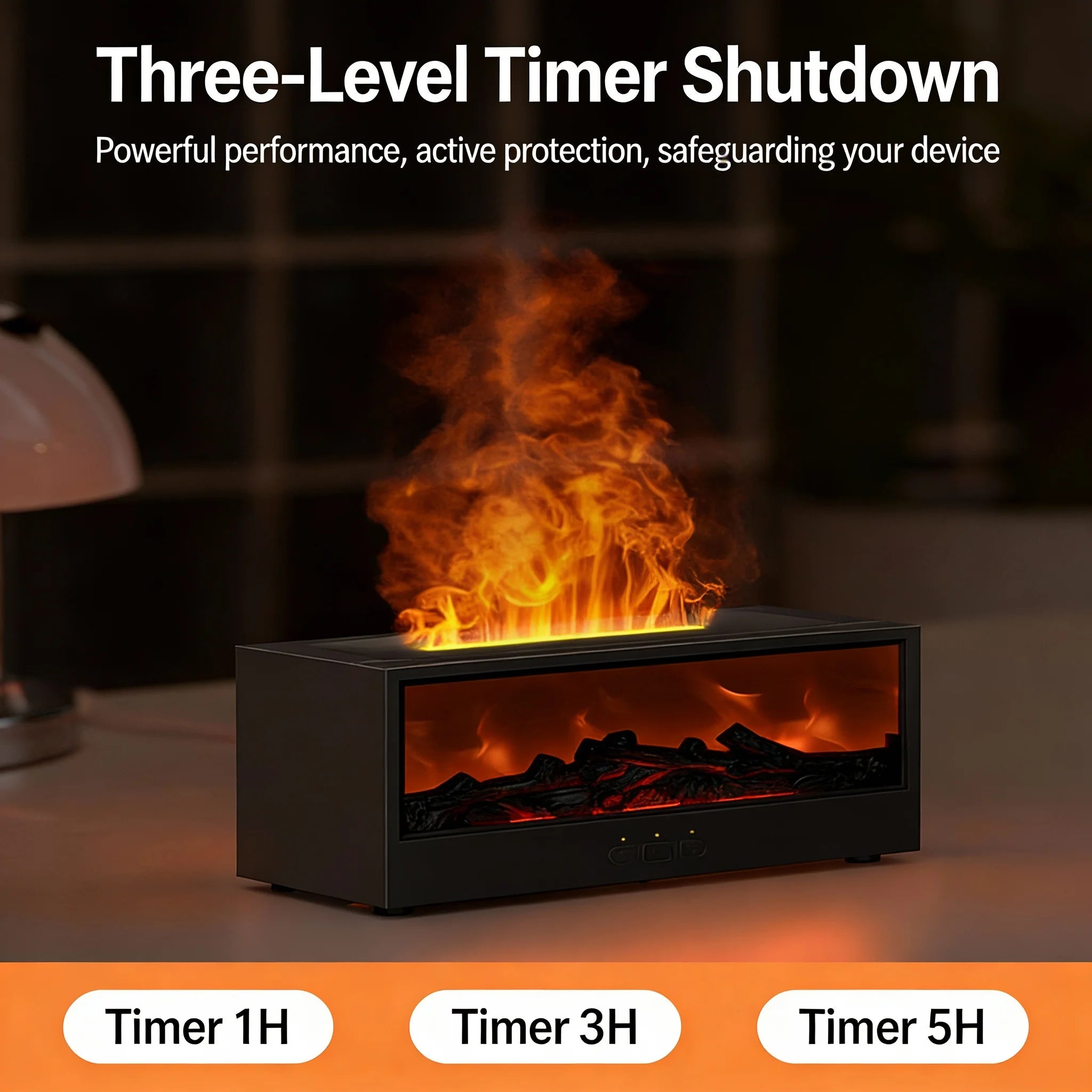 Fireplace Flame Aroma Diffuser with Remote – 7 LED Colors
