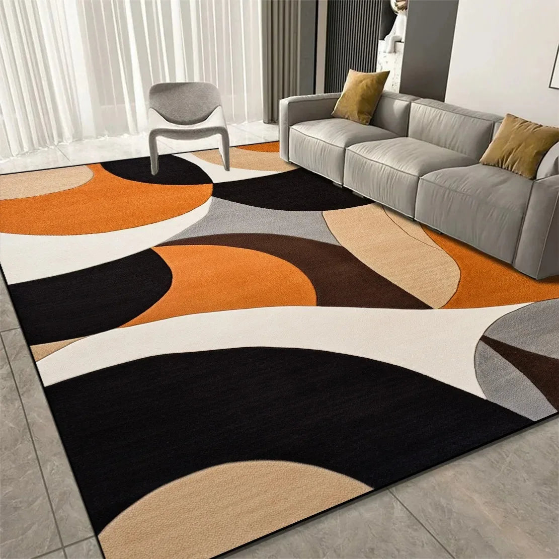 Geometric Print Area Rug – Soft Washable Floor Carpet
