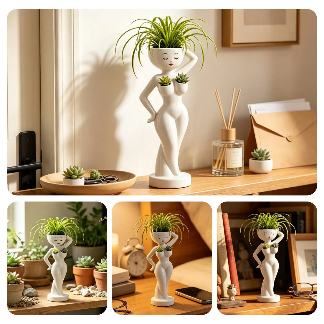 Funny Cactus Pot Female Body Planter Resin Mini Succulents Holder for Desktop Garden Home Office Living Room Windowsill Decor