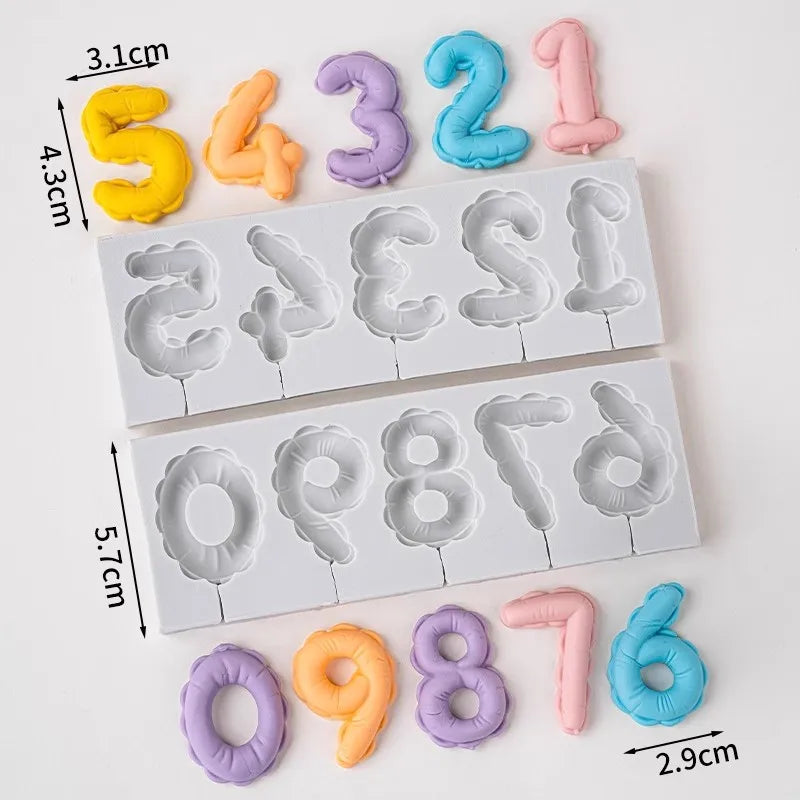 1PCS/2PCS DIY Number Fondant Cake Decorating Silicone Mould Lollipop Chocolate Baking Tool Resin Clay Handmade Gift Making Mold