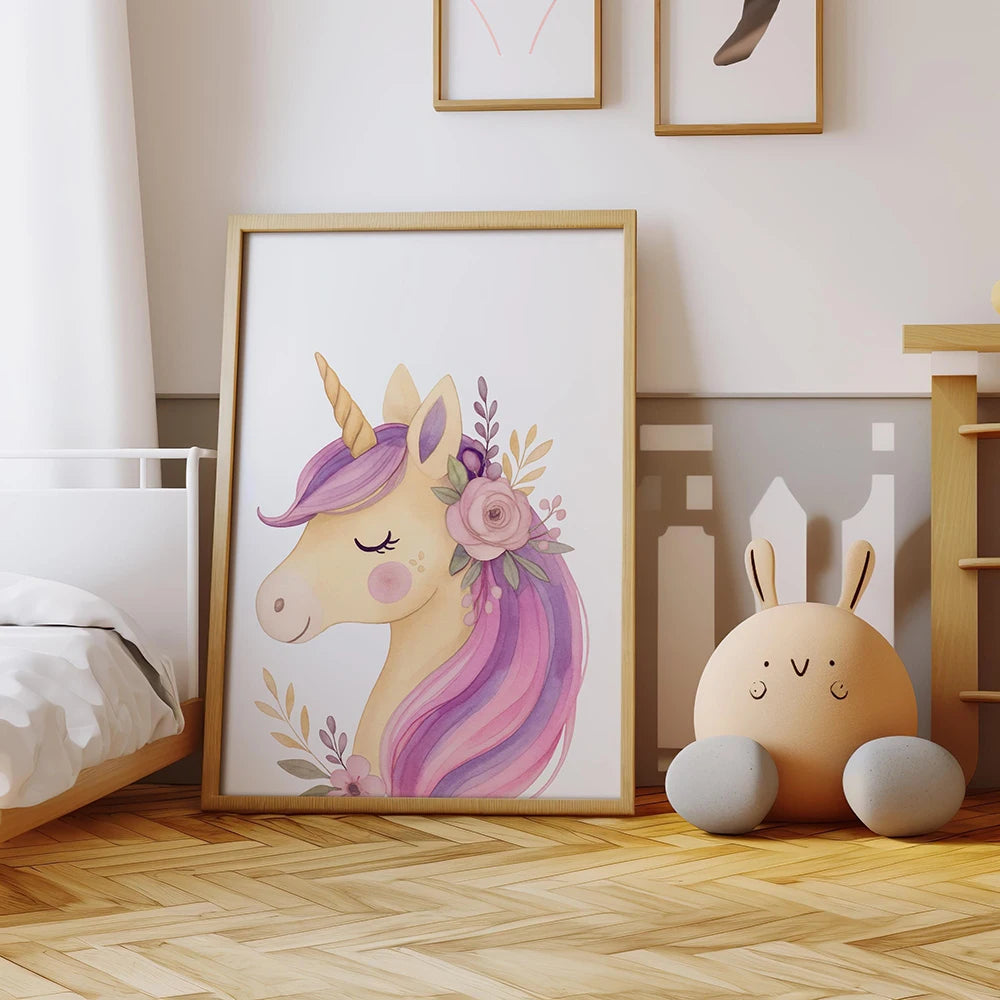 Personalized Purple Unicorn Wall Art Poster – Girls Bedroom Decor