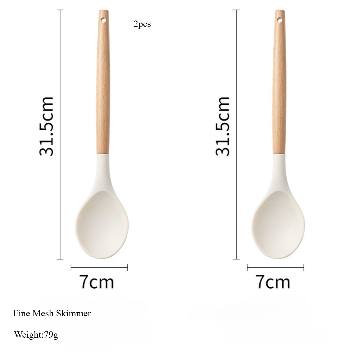 White Silicone & Wooden Handle Kitchen Utensils Set – 2 or 12 Pcs