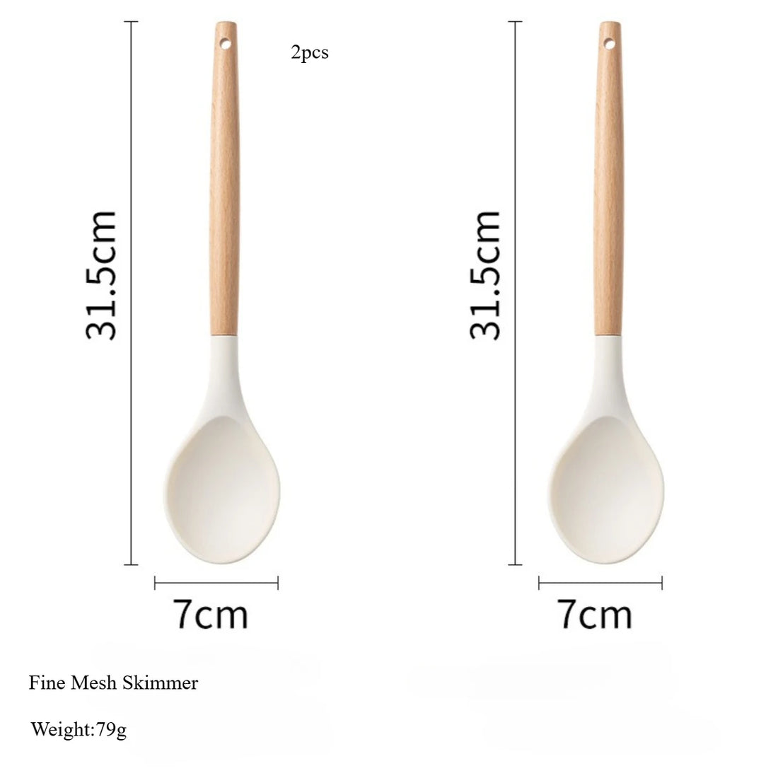 White Silicone & Wooden Handle Kitchen Utensils Set – 2 or 12 Pcs