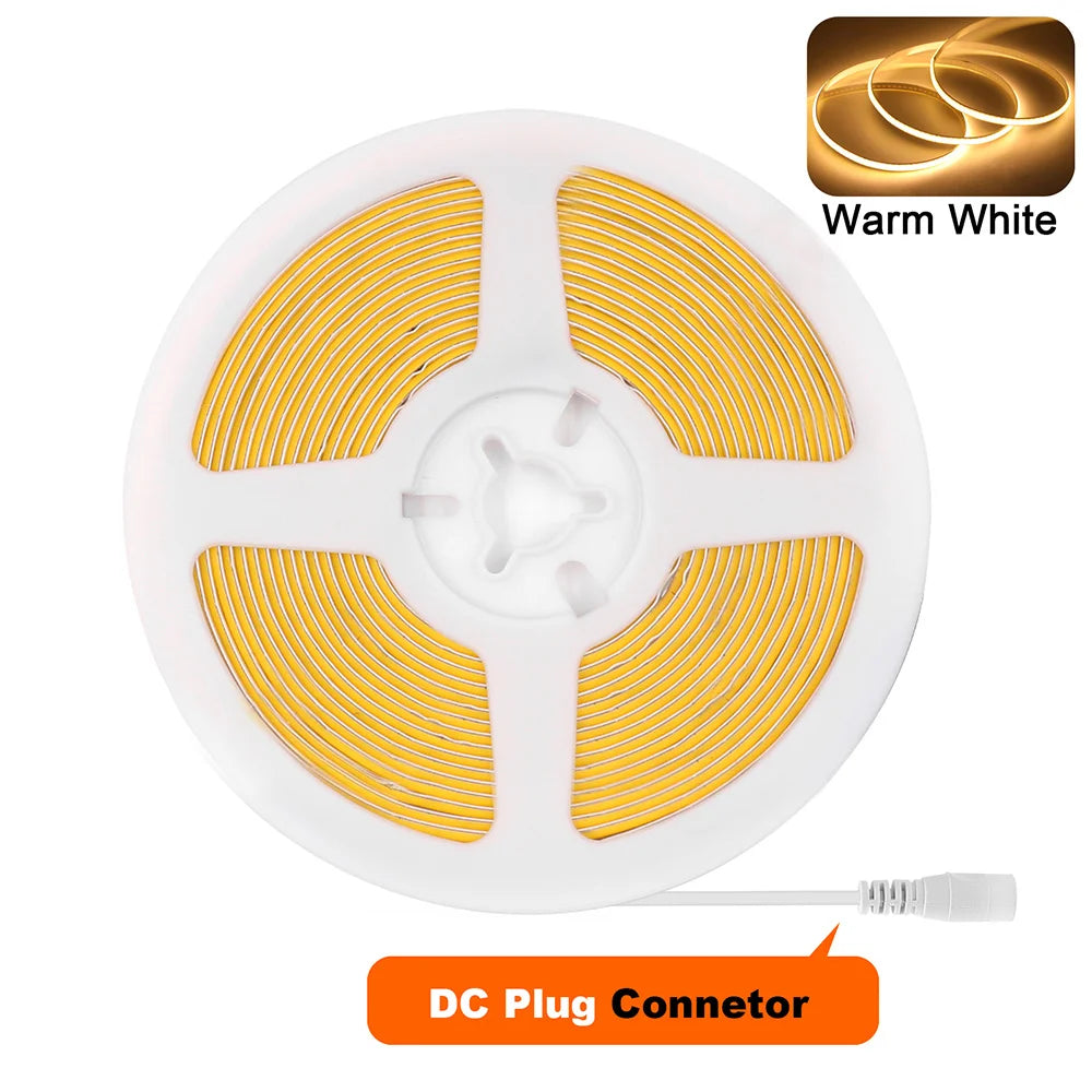 USB 5V COB LED Strip Light – 320 LEDs/m, Flexible Tape, 0.5–5m