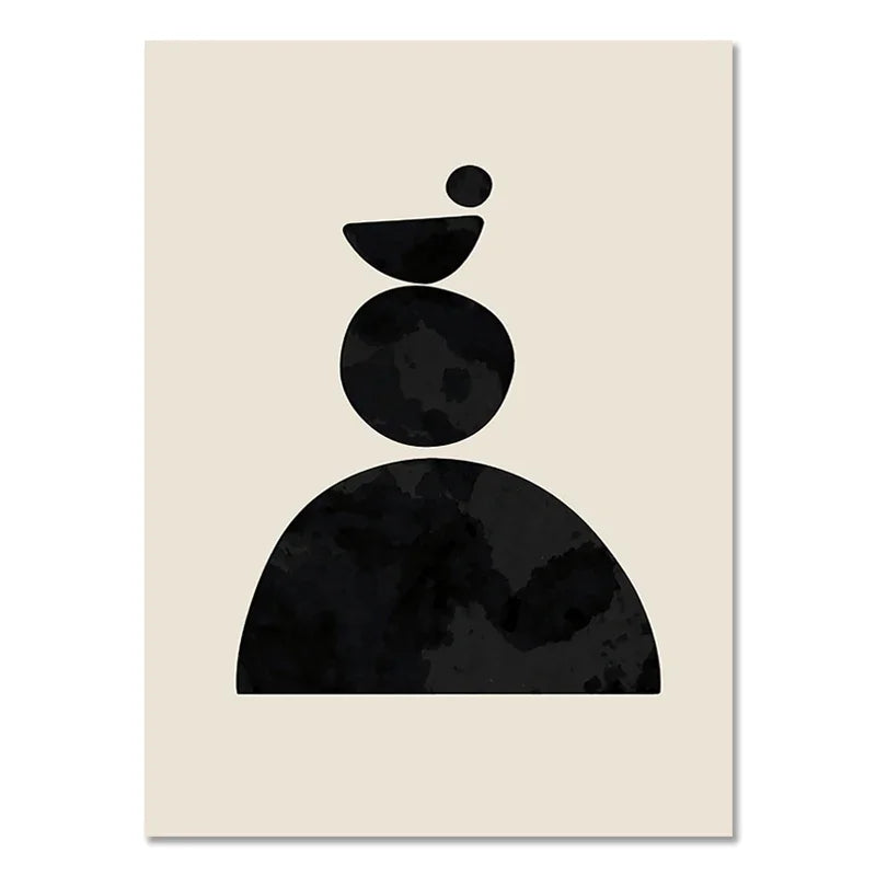 Abstract Boho Geometric Line Canvas Print – Black & Beige