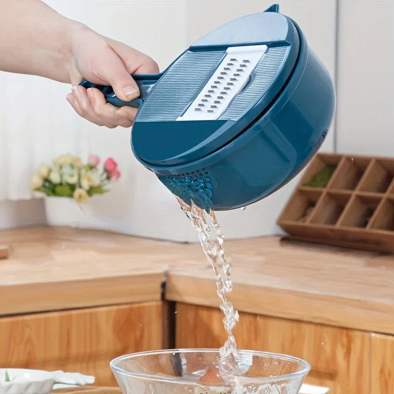 Multifunctional 9 in 1 Vegetable Chopper,, Kitchen Vegetable Slicer Cutter with Container, Carrot and Garlic Chopper with Peel