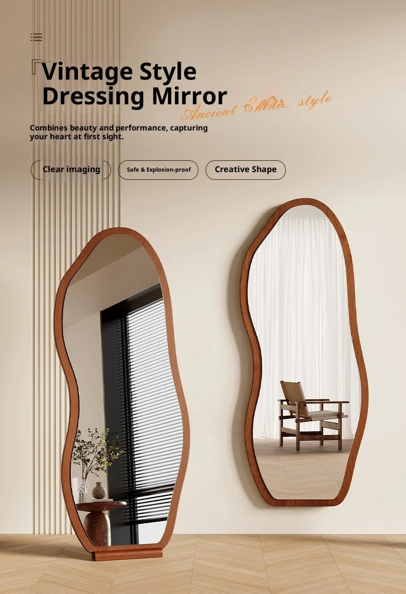 Full Length Floor Mirror – Wood & Glass Frame, Medieval Style
