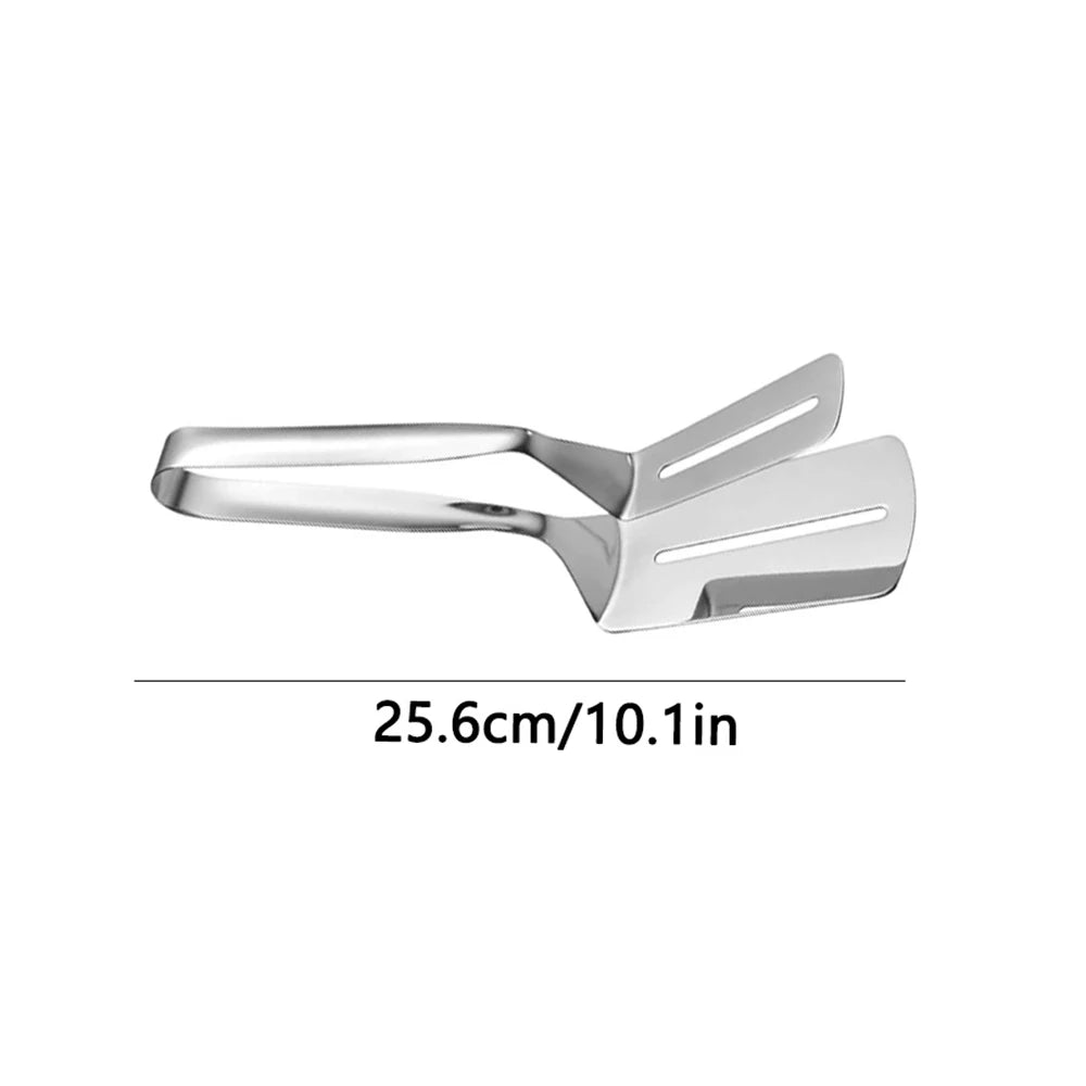 Stainless Steel Double-Sided Cooking Tongs – Spatula Clip for Steak, Fish & Pizza