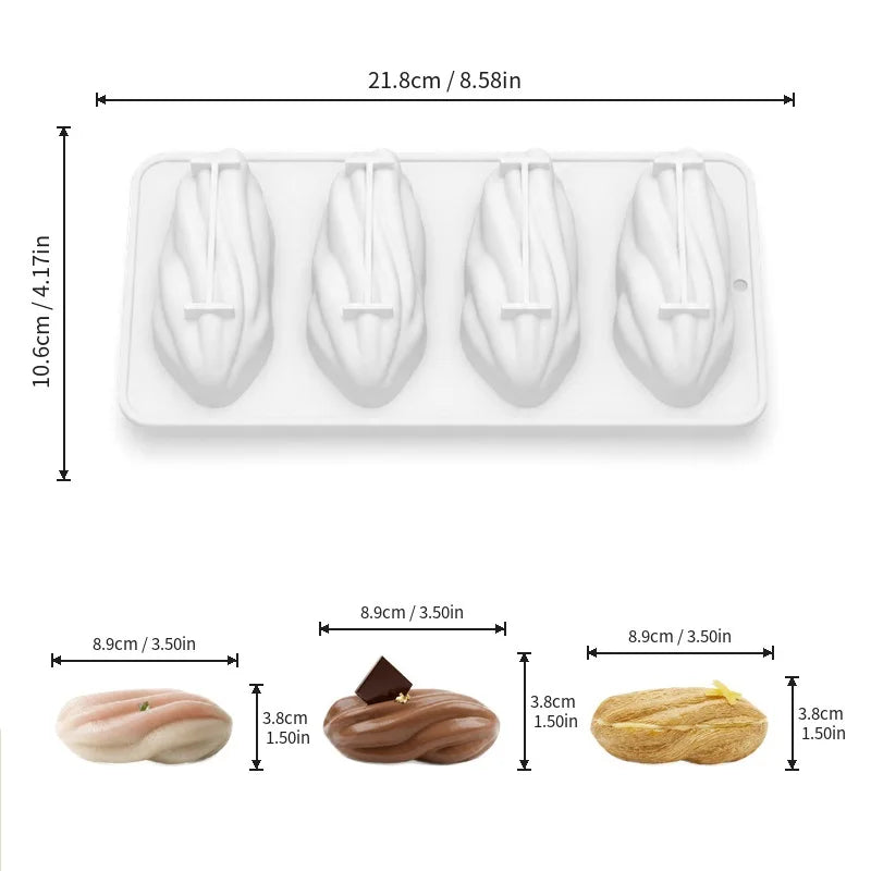 4 6 12-Cell Pistachios Design Silicone Chocolate Mold Food Grade Mousse Cake Mould Kitchen Bakeware Party Dessert Baking Tools