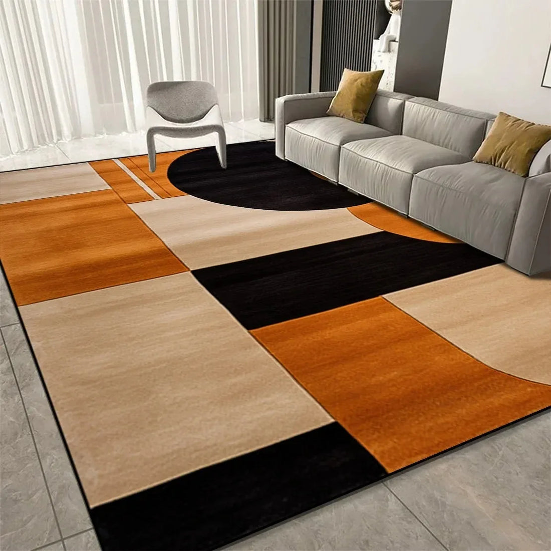 Geometric Print Area Rug – Soft Washable Floor Carpet