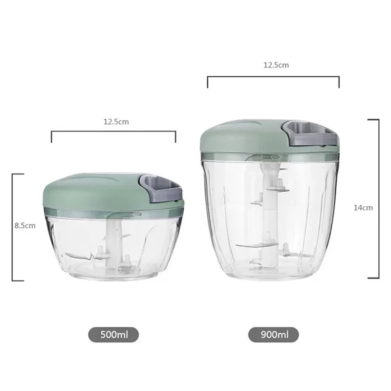 Manual Garlic Chopper & Meat Mincer – Rotating Press Crusher, 500ml or 900ml