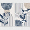 Navy Blue & Beige Boho Botanical Geometric Canvas Prints – Set of 3