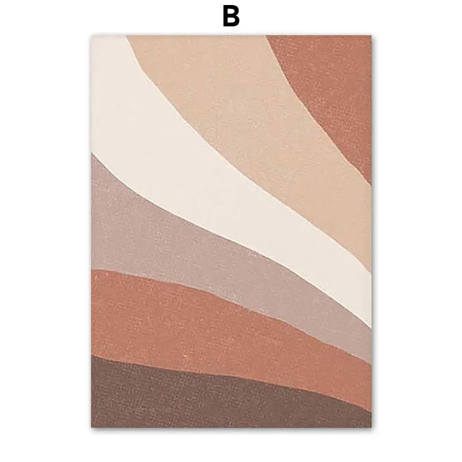 Boho Minimalist Terracotta & Beige Botanical Line Art Canvas Print