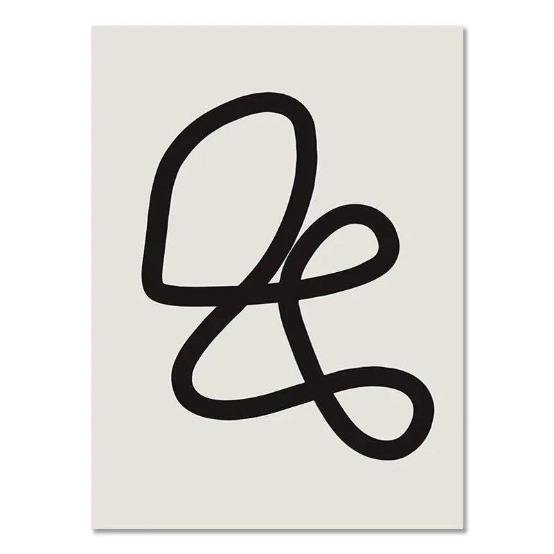 Abstract Boho Geometric Line Canvas Print – Black & Beige