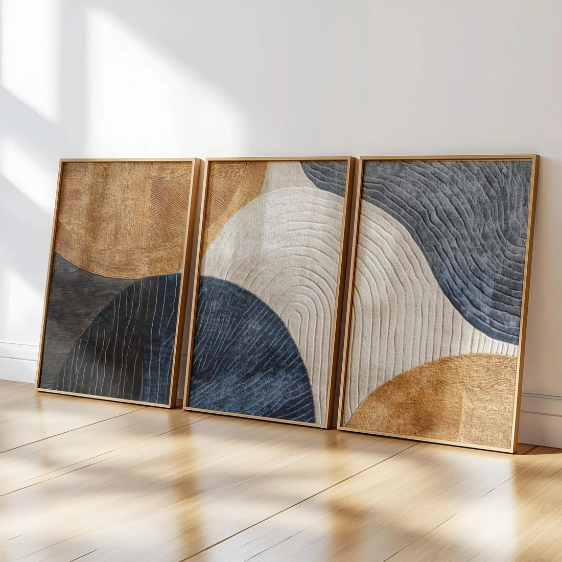 Japandi Triptych Nature Canvas Art Set – 3 Piece Abstract Wall Decor
