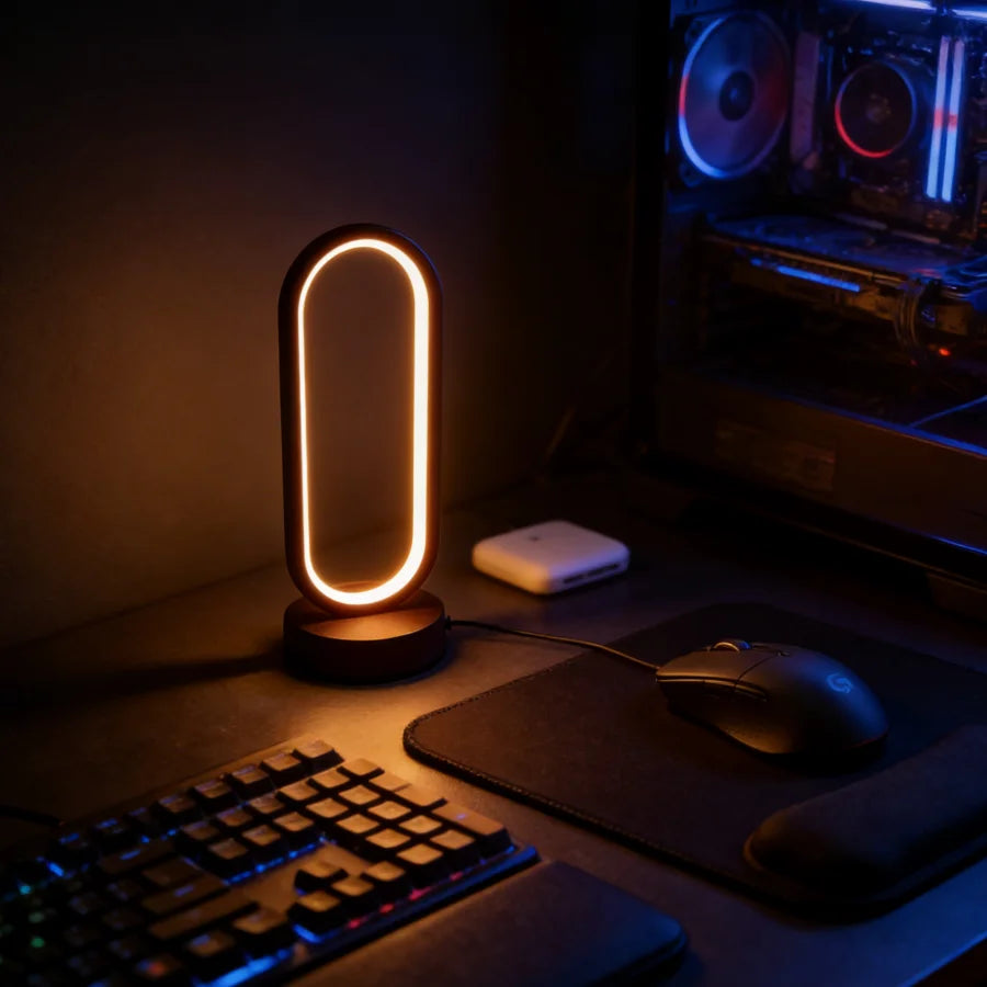 USB Dimmable Ring Table Lamp – LED Bedside Night Light