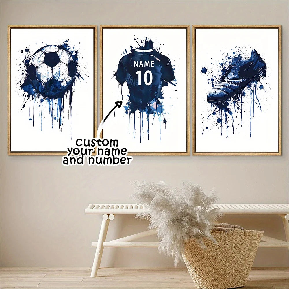 Personalized Soccer Canvas Poster Set – 3 Piece Wall Art